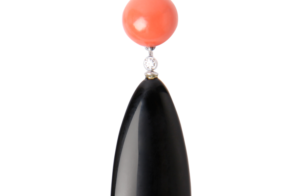 ARETES GOTA NEGRO NARANJA