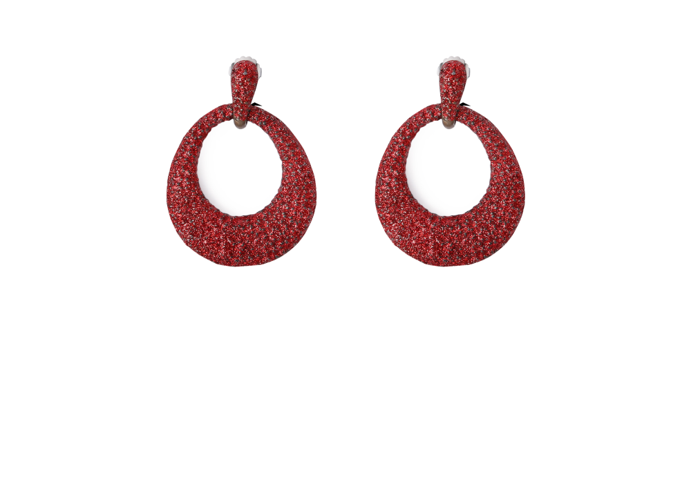 Aretes 1 Aro Brillo Rojo