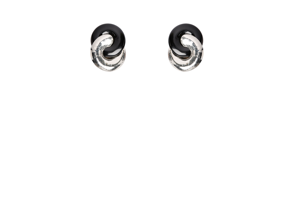 ARETES CLIP CIRCULOS PLATA NEGRO