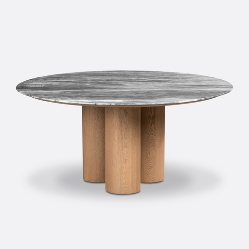 Prehispánica Mesa de Comedor Redonda Tres Patas 160 - Granito Negro San Gabriel